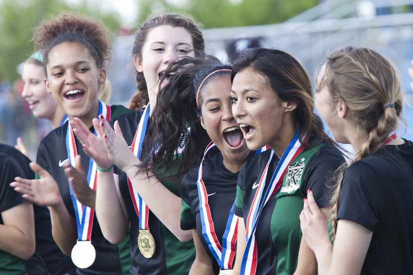 Kennedale player Abigail Olmos (3) is shocked when she is announced the game MVP after their...