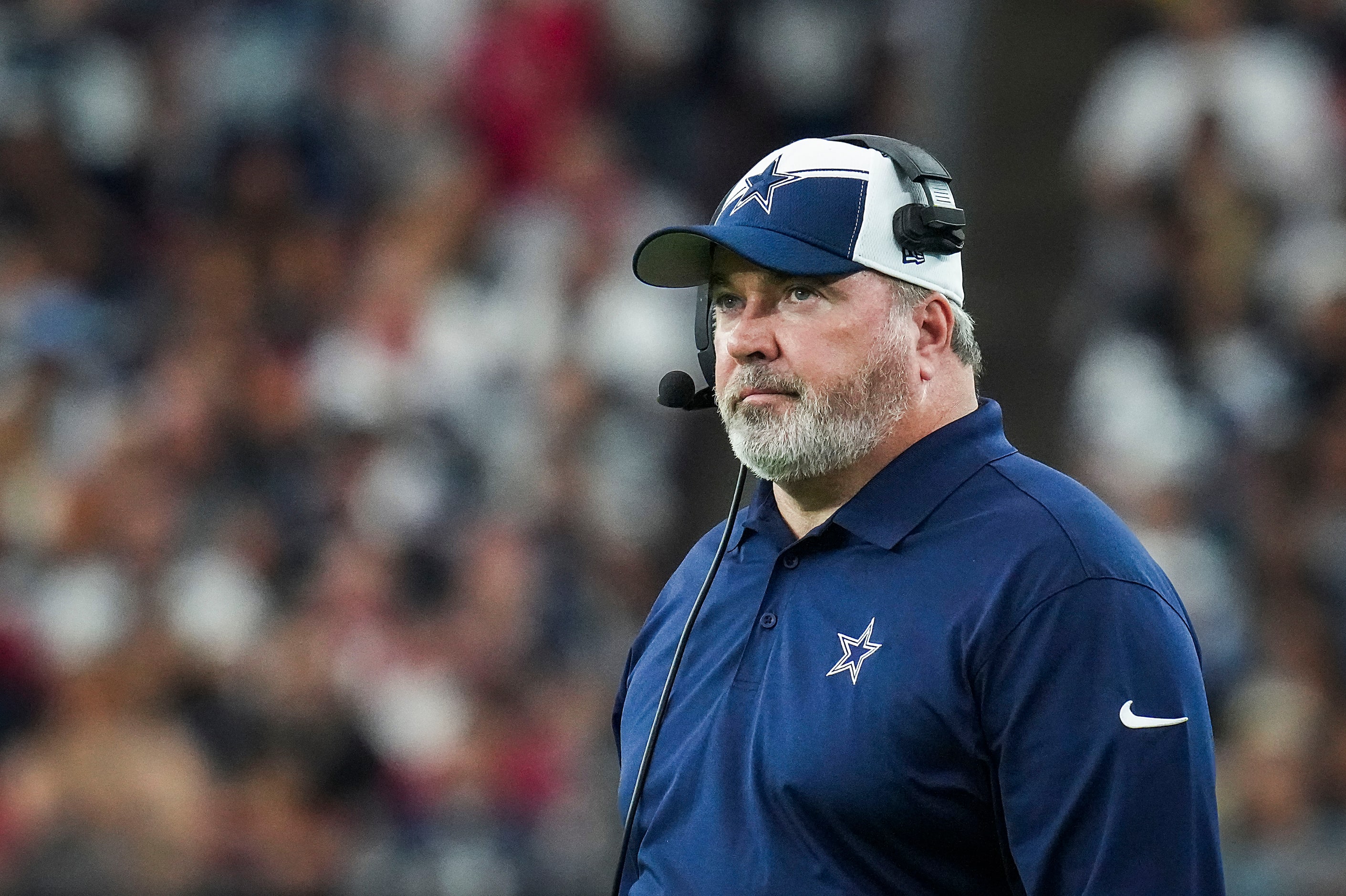 Dallas Cowboys head coach Mike McCarthy looks on from the sidelines during the second half...