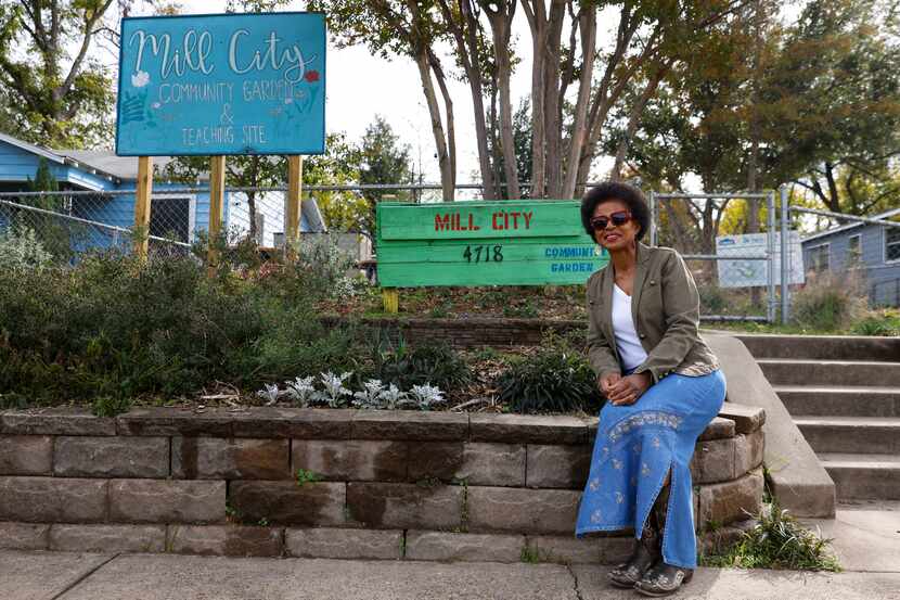 South Dallas resident Alendra Lyons, poses for a portrait outside of Mill City Community...