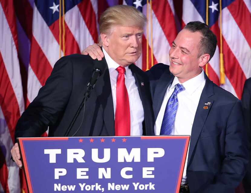 President-elect Donald Trump and Reince Priebus, chairman of the Republican National...