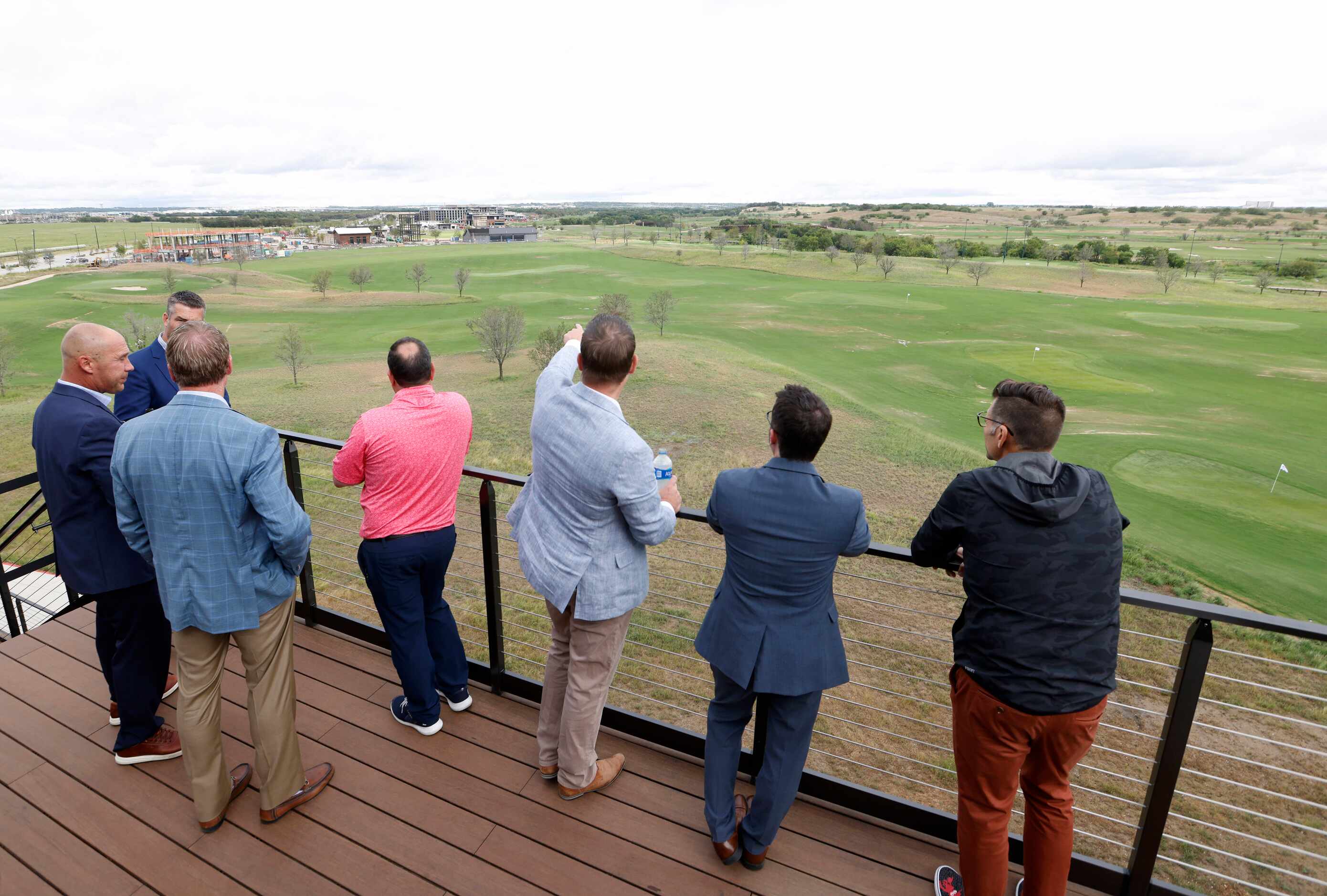 People enjoy the view of the facility from the fourth floor of the PGA of America...