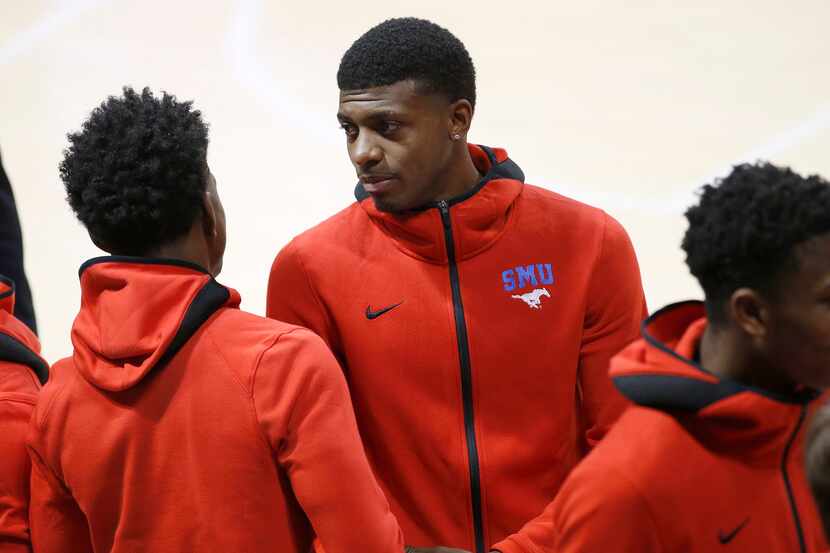 Darius McNeill looks on during the second half at Moody Coliseum  in University Park, Texas,...
