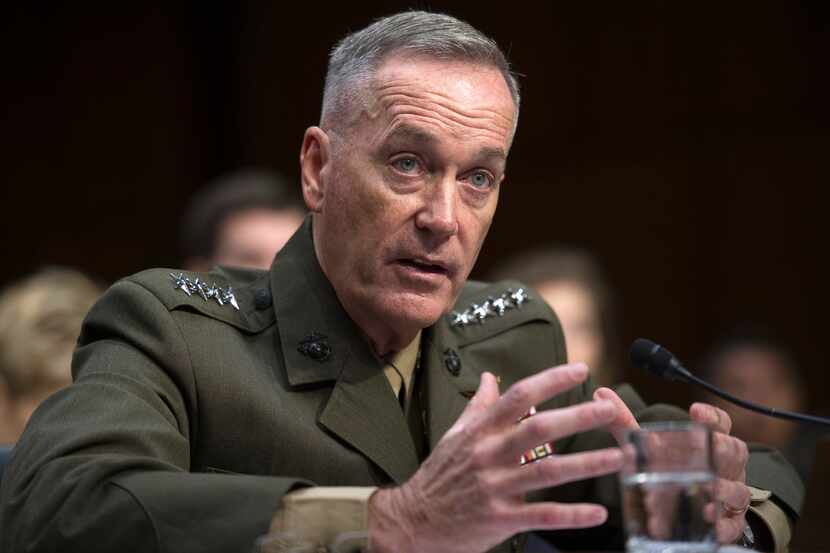 FILE - In this July 9, 2015, file photo, then-Marine Corps Commandant Gen. Joseph Dunford,...