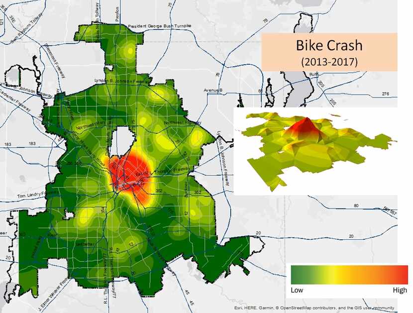 A map that Dallas' transportation department is compiling to show where Dallas' bike...
