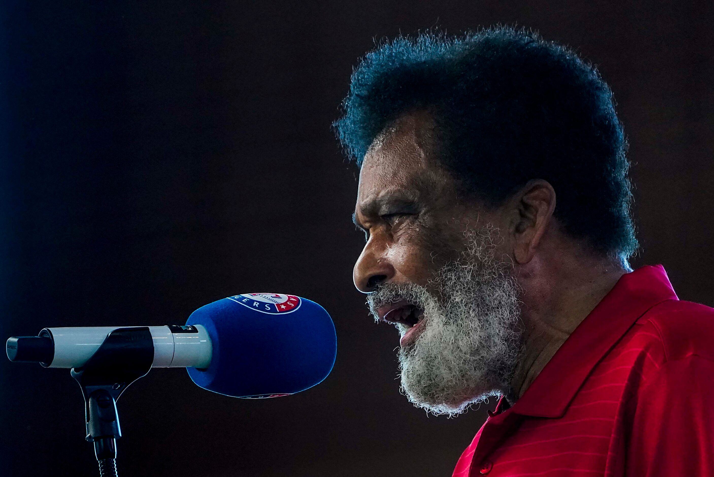 Charley Pride sings the national anthem before the Texas Rangers faced the Colorado Rockies...