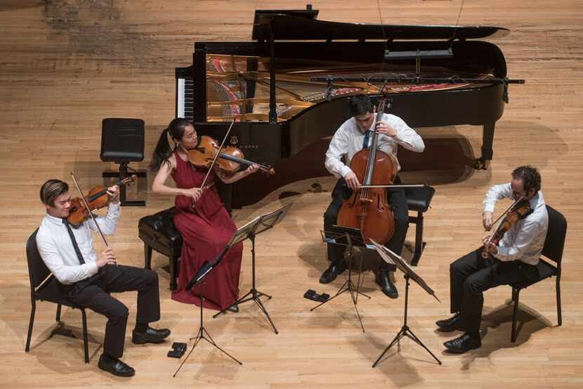 From left: Members of the Telegraph String Quartet are Eric Chin, on violin; Pei-Ling Lin,...