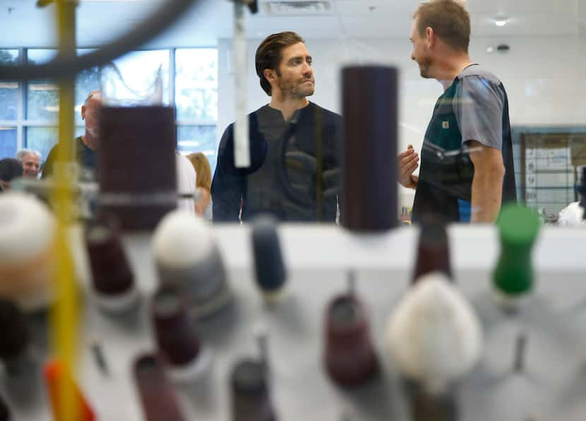 Jake Gyllenhaal talks to Jeff Waldmuller, head practioner at Sabolich Prosthetics and...