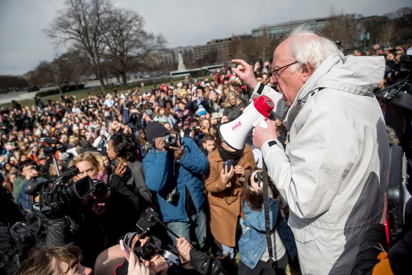 Sen. Bernie Sanders, I-Vt., speaks at a student led gun control rally outside the Capitol...