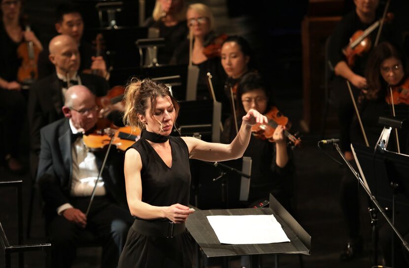 Audrey Saint-Gil conducts during the Dallas Opera's Hart Institute for Women Conductors...