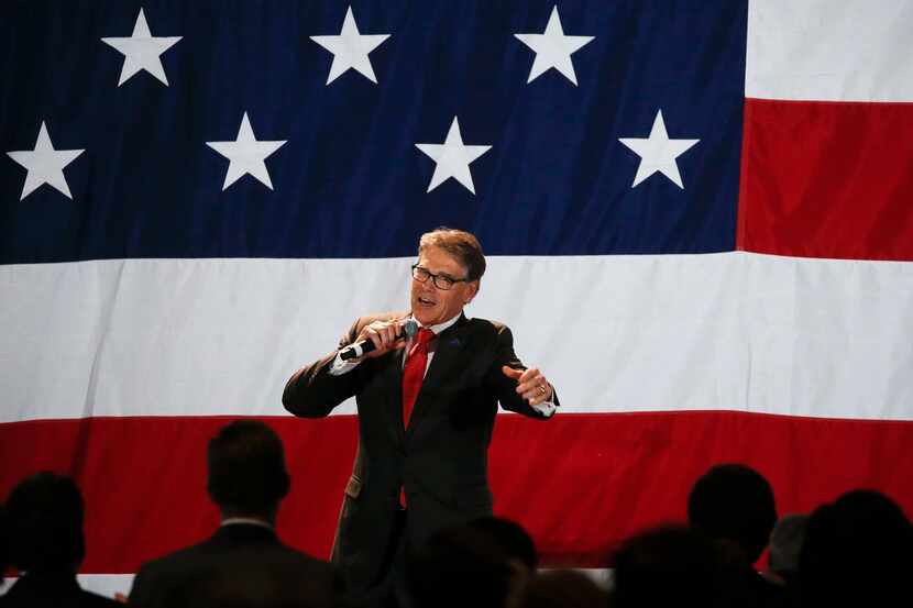 Rick Perry, former U.S. secretary of energy and former Texas governor, speaks during the...