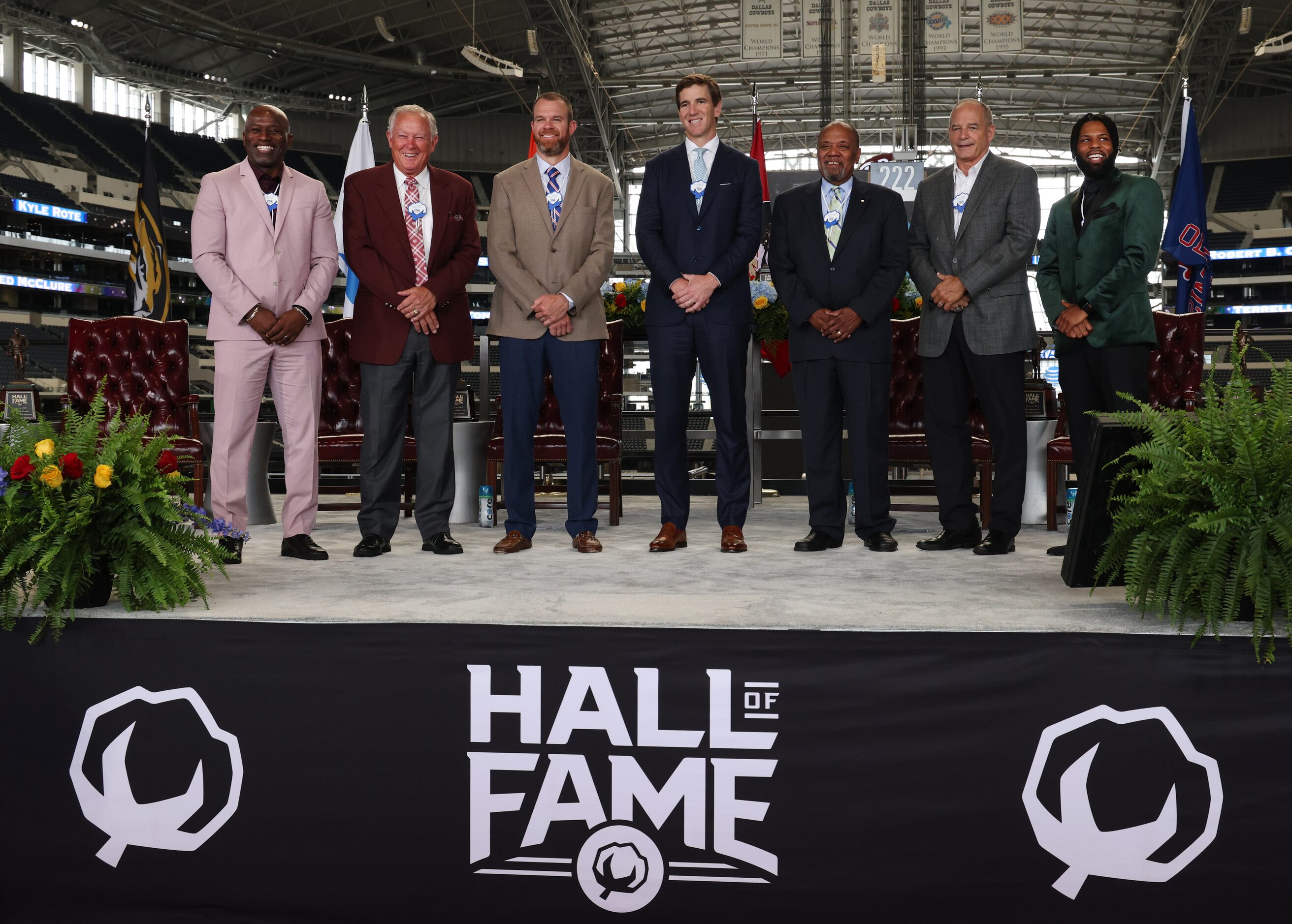 The 2023 Cotton Bowl Classic Hall of Fame Inductees from left: Terrell Buckley, Edd Hargett,...