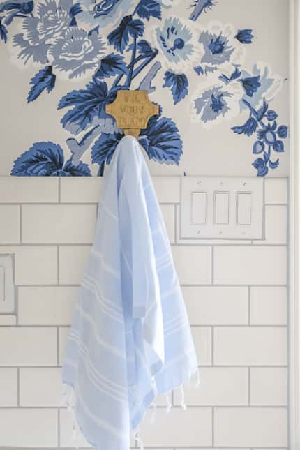 Hand towel hanging on a hook