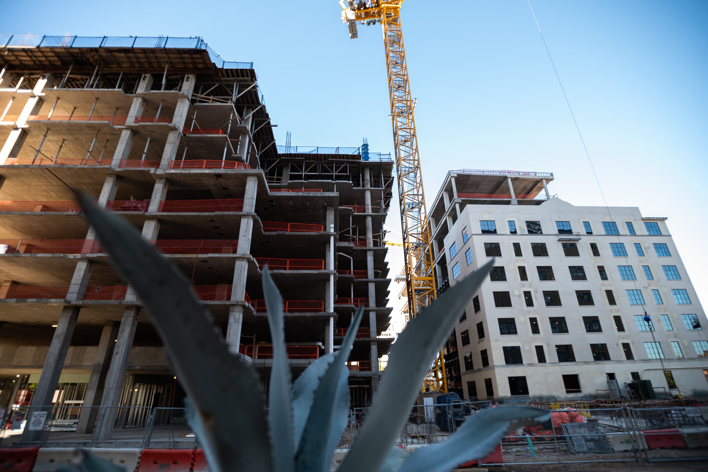 The Maple Terrace residential, left, and office development during construction along Wolf...