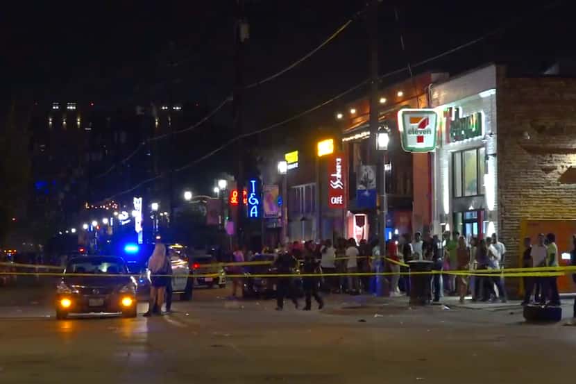 Police patrolling Deep Ellum early Sunday, Aug. 22, 2021, said the incident began when a...