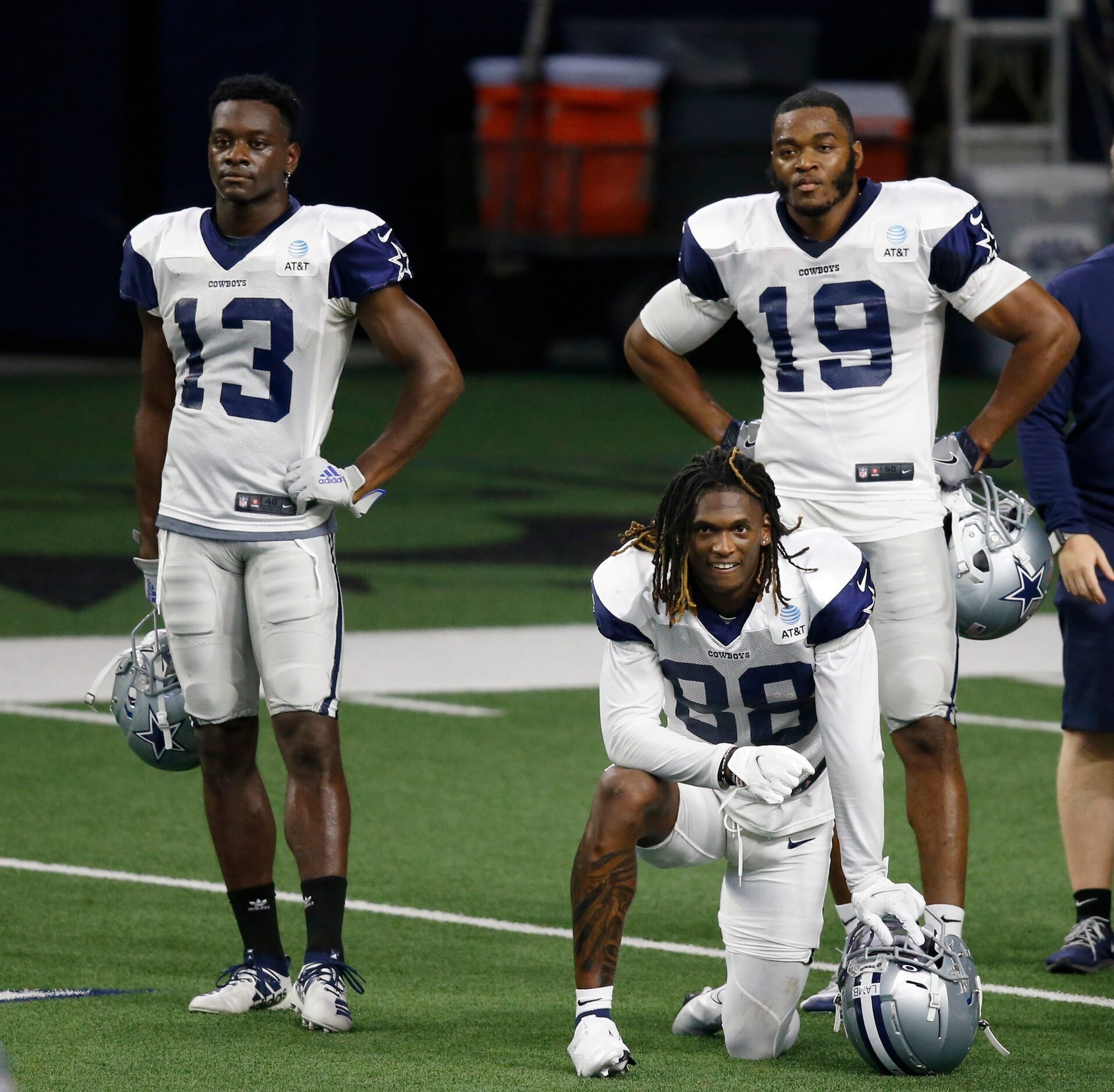 Dallas Cowboys wide receiver Michael Gallup (13), Dallas Cowboys wide receiver CeeDee Lamb...