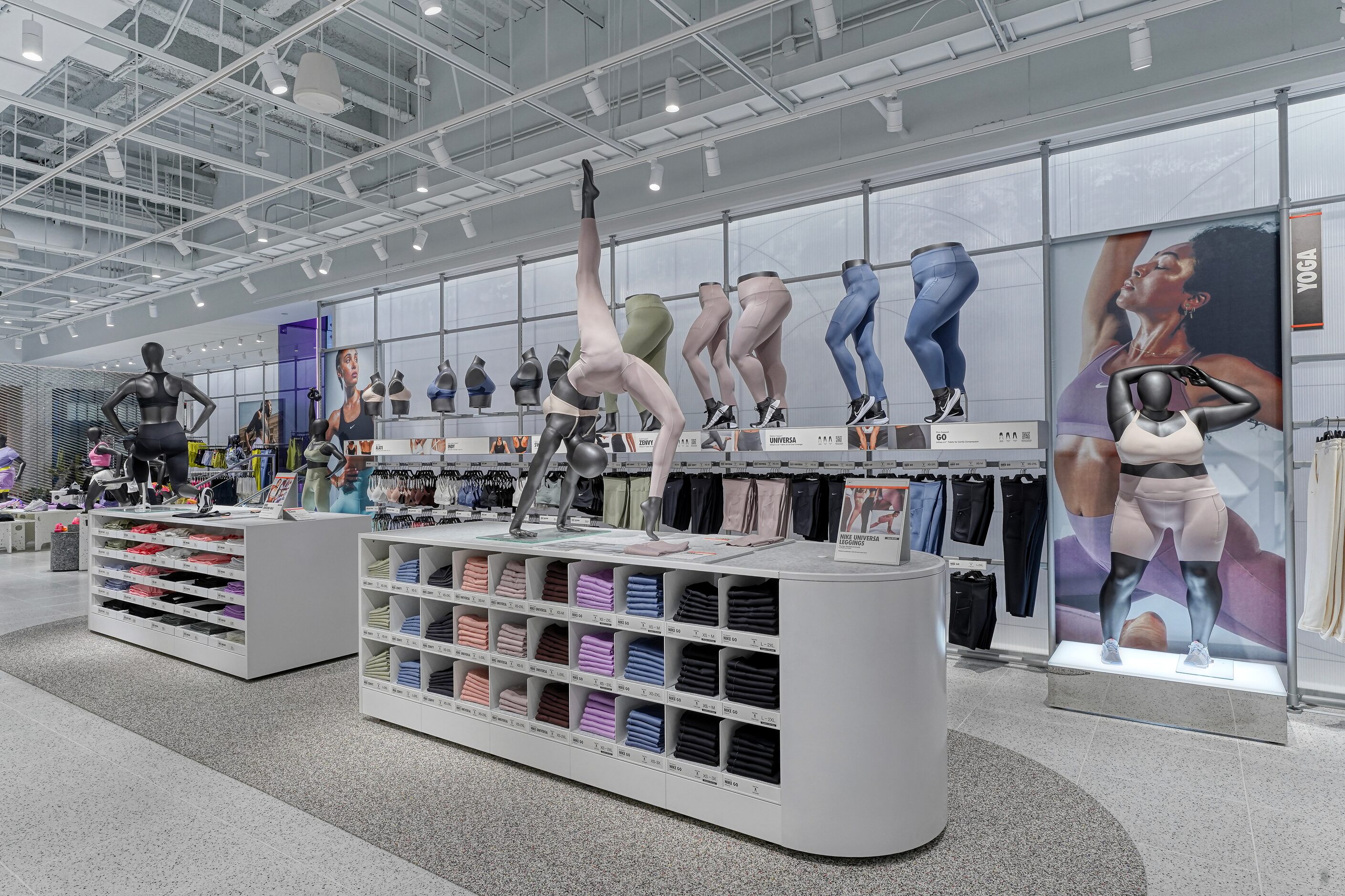 A bras and leggings display in Nike's new NorthPark store.
                               