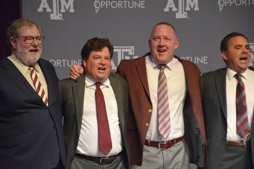 From left: Charles Schwartz, chairman of the Texas A&M Univ. System Board of Regents,...