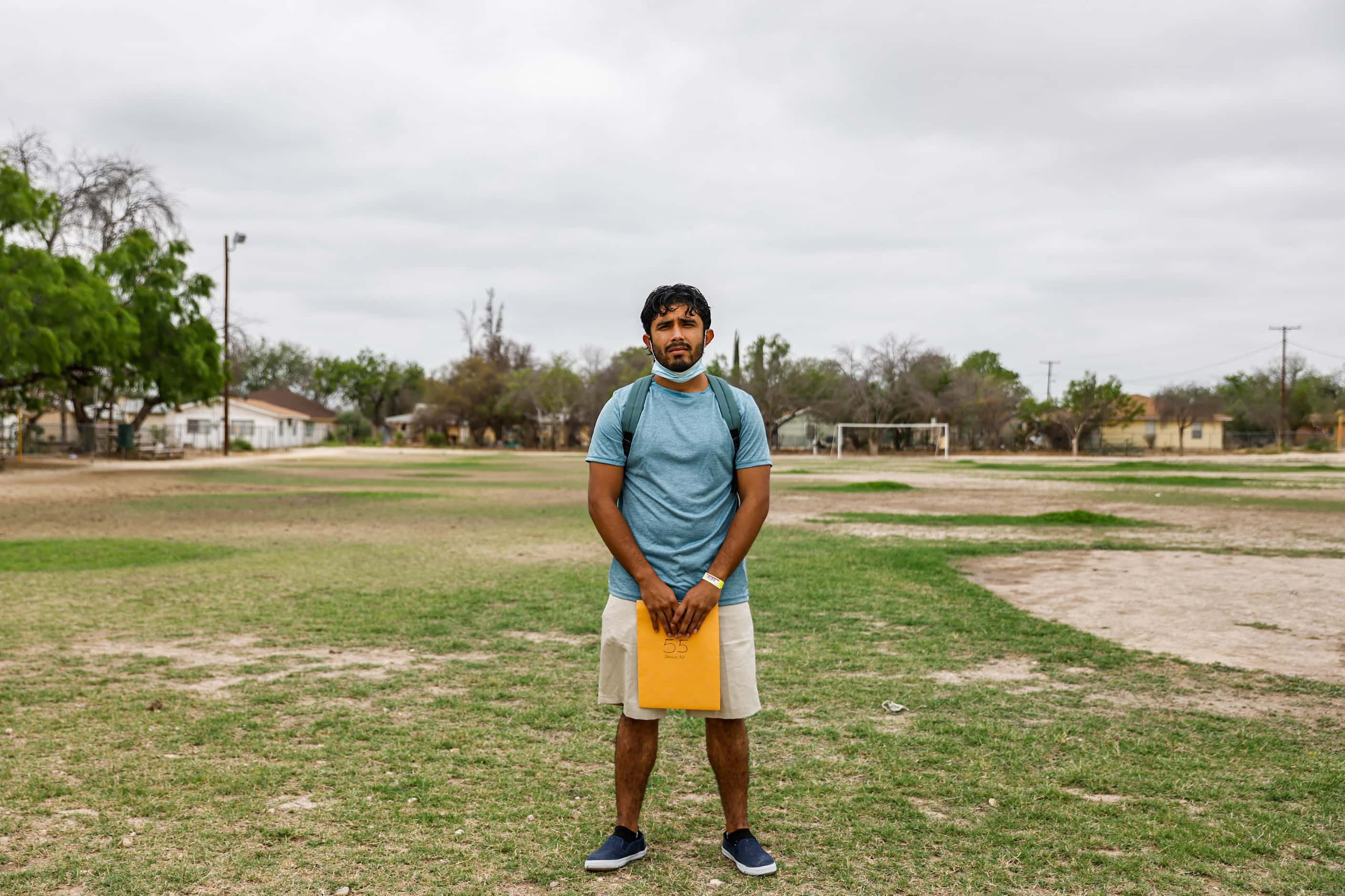 Victor Rodriguez, 26, poses for a portrait in Del Rio, Texas on Wednesday, April 20, 2022....