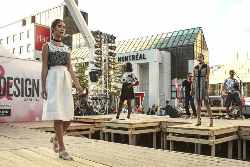 A second, smaller runway stage at Festival Plaza featured up-and-coming designers and models...