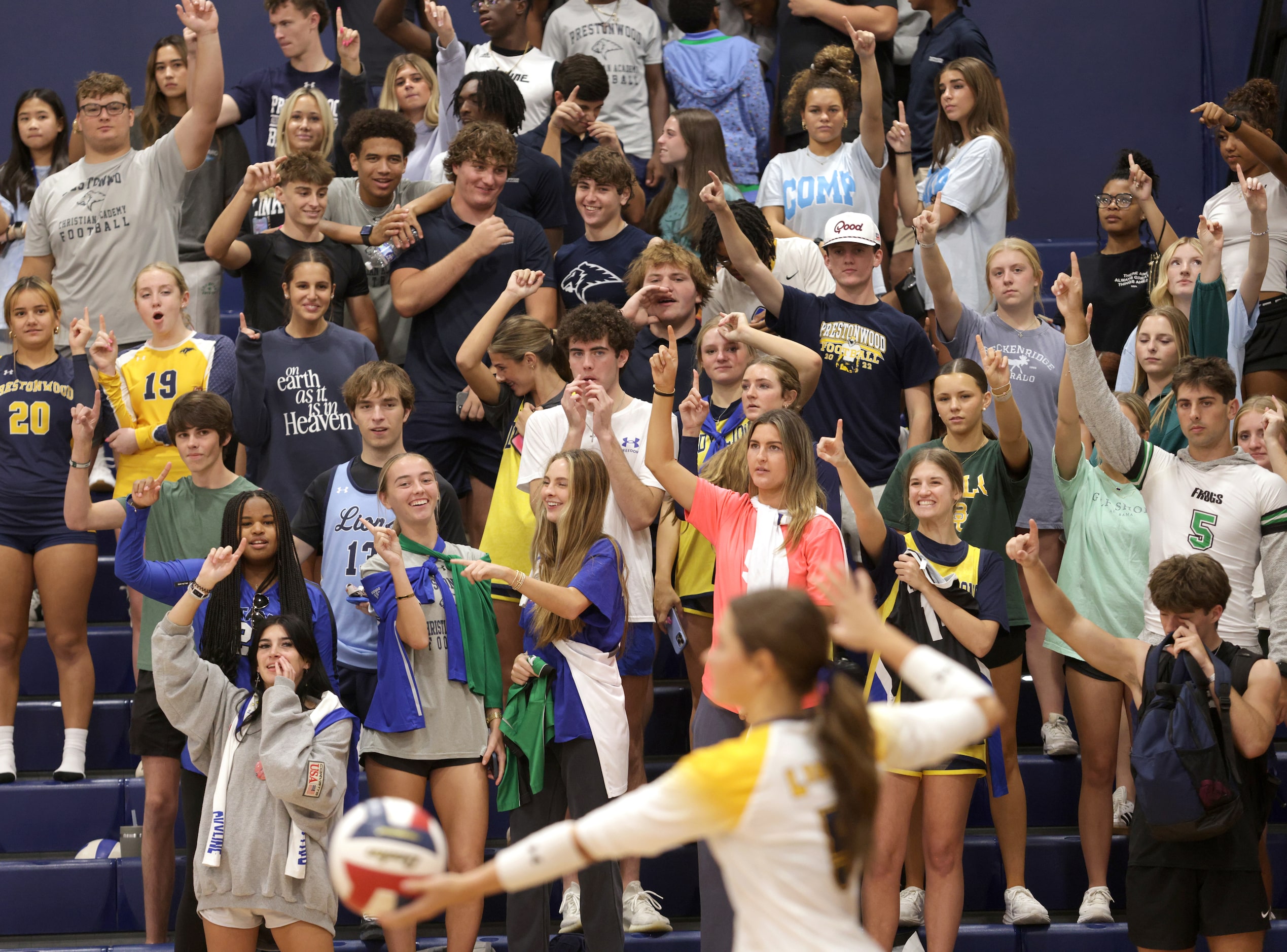 Fans call for one more point to finish the game during the Ursuline Academy of Dallas versus...