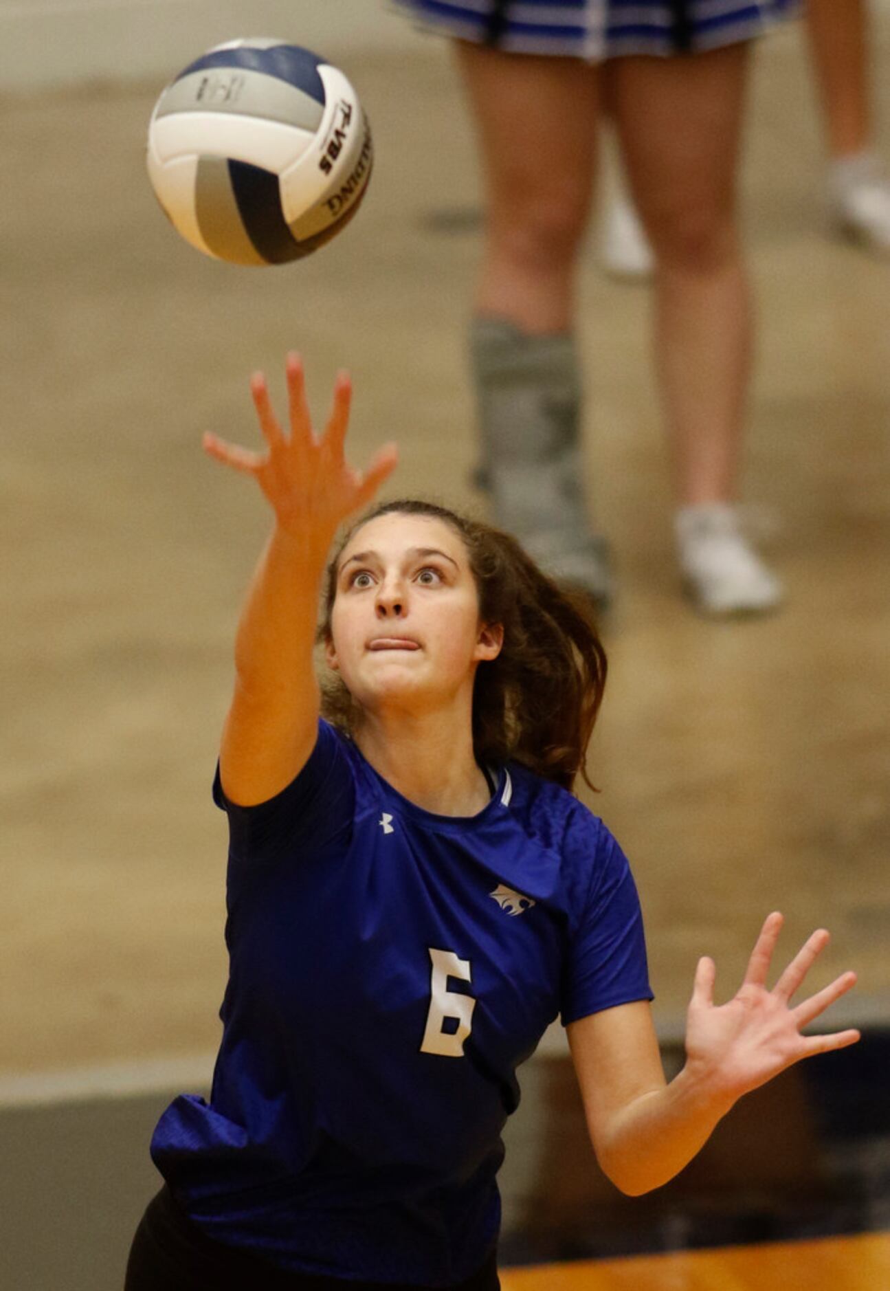 Trophy Club Byron Nelson's Adeline Miller (6) serves during the 2nd game of their match...