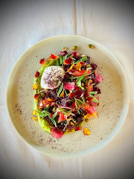 Beets and burrata salad with grapefruit and lemon at Encina in Bishop Arts