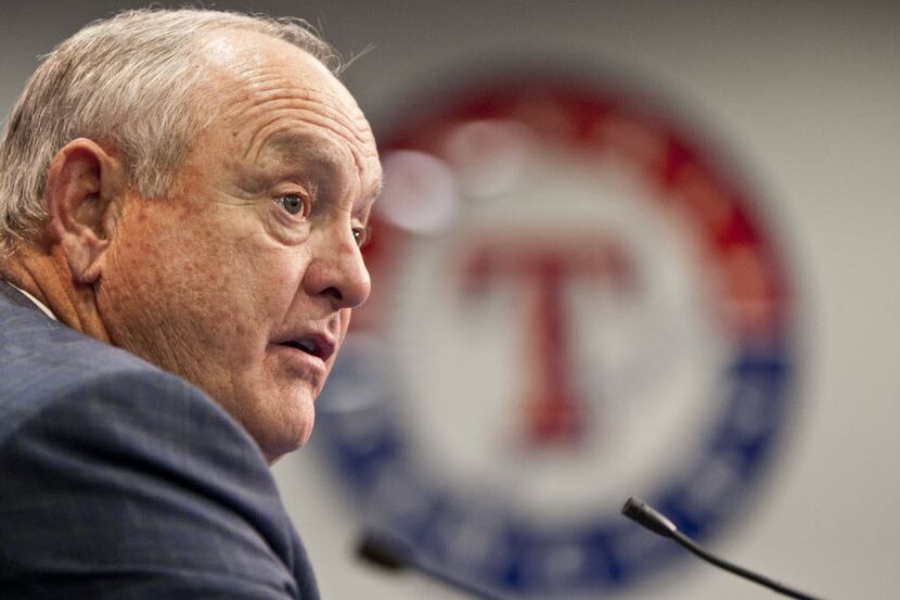 In this Jan. 18, 2012, file photo, Texas Rangers CEO and President Nolan Ryan speaks to...