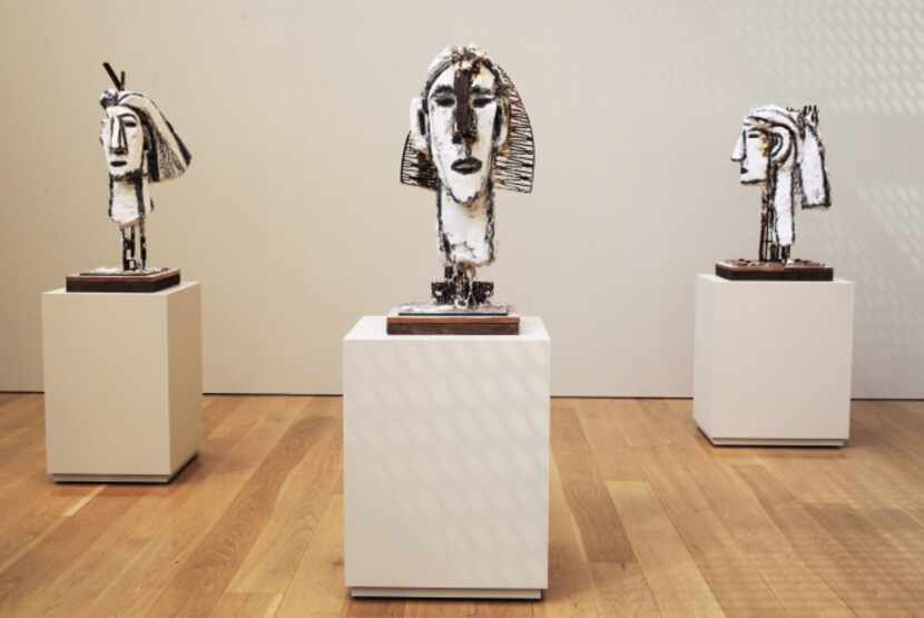 The series of plaster heads began in 1995 are on display at the Nasher Sculpture Center....