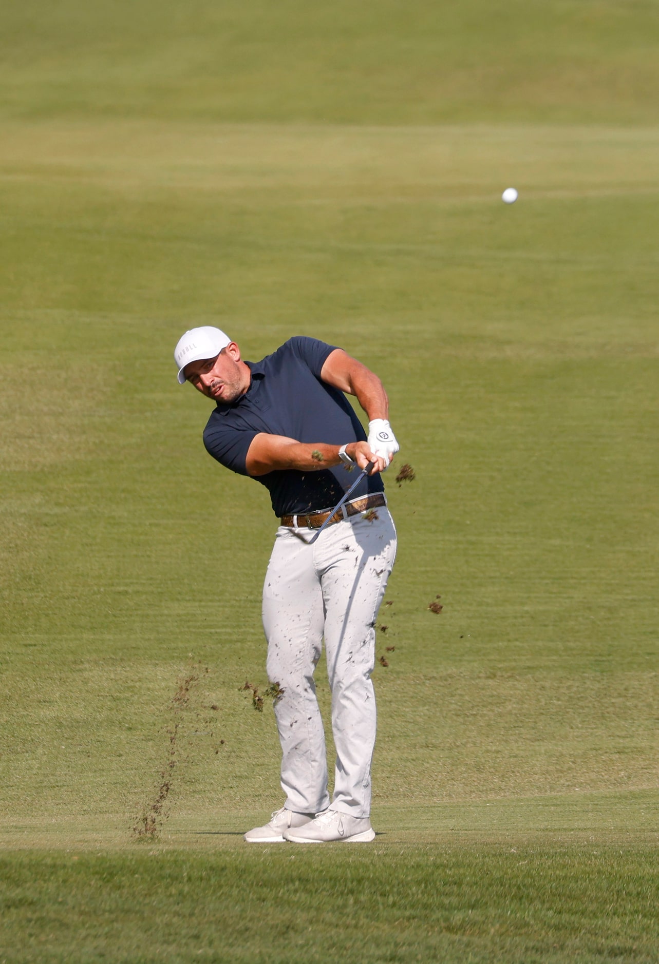 Scott Stallings hits from the fairway on the 12th hole during round 3 of the AT&T Byron...