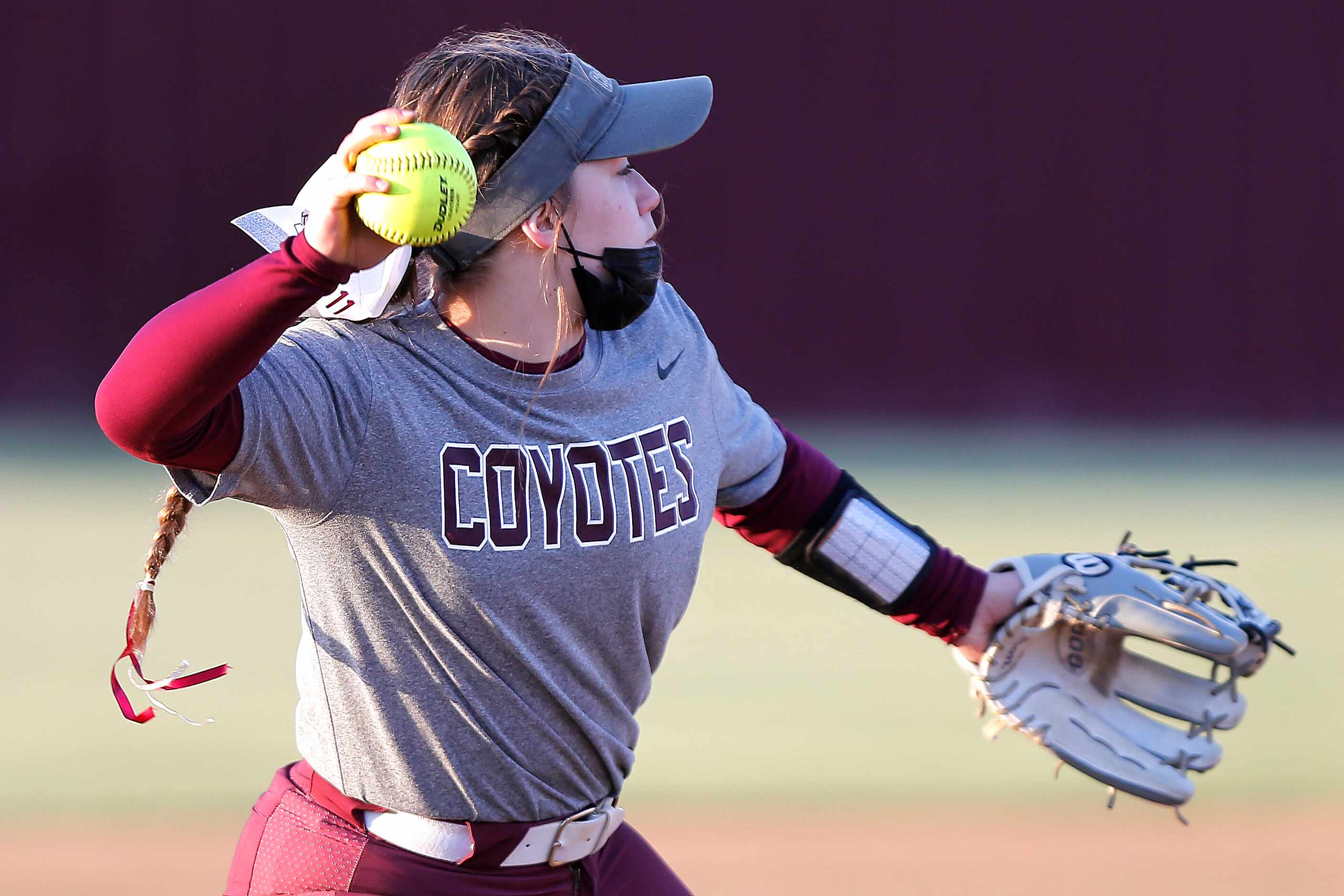 Heritage shortstop Elyse LeClair (1) makes the throw for an out in the first inning as...