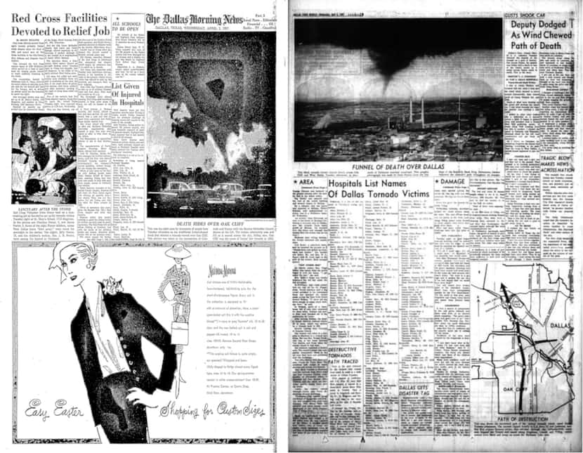 The pages above appeared in The Dallas Morning News (left) and The Dallas Times Herald...