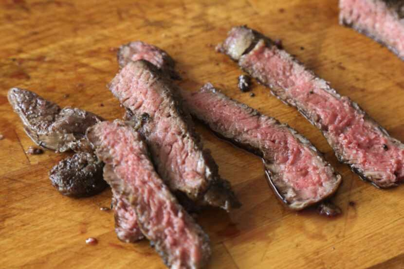 Ribeye steak was grilled and sliced by Matt Hamilton to "just below medium." "There’s rare,...