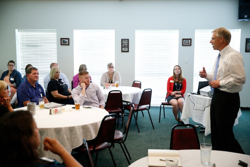 ACH chief Wayne Carson regularly holds town meetings, such as this one in Mineral Wells. He...