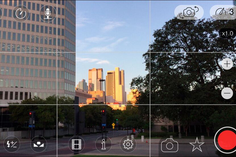  View of downtown Dallas through the MoviePro app.