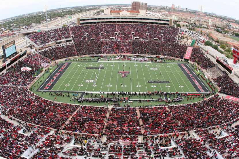 Oct 06, 2012; Lubbock, TX, USA; A general view of Jones AT&T Stadium during the game between...