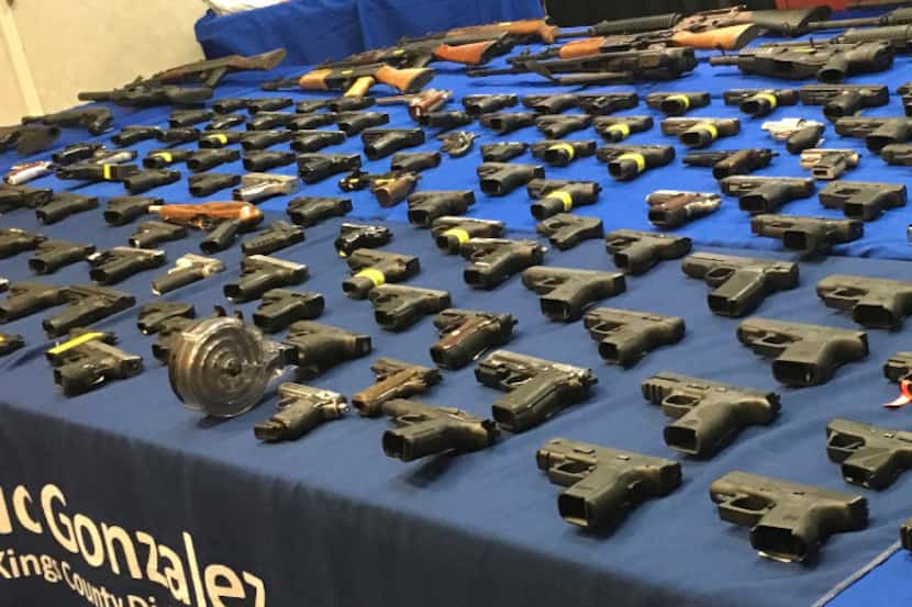 Guns and assault rifles confiscated in what authorities called the largest operation sting...