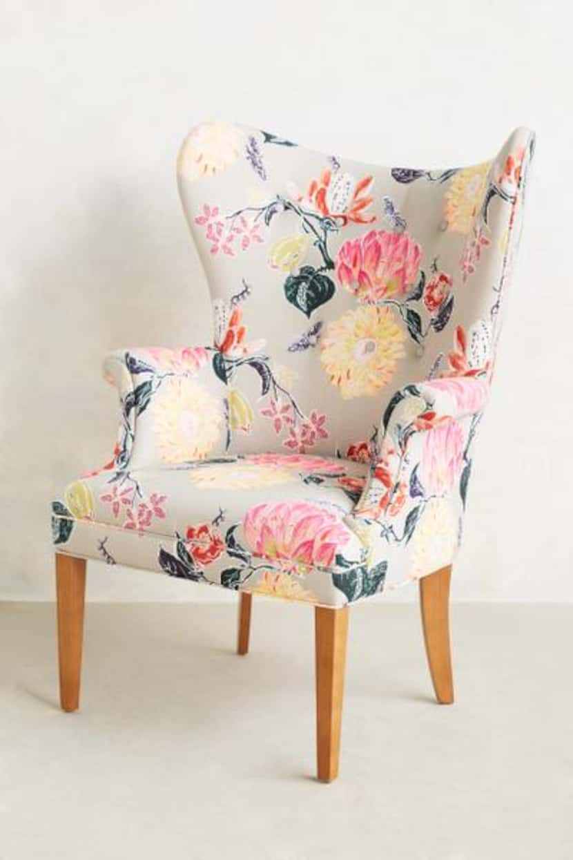 
Pocketful of posies: The Lotus Blossom wingback chair from Anthropologie ($1,398) warms up...