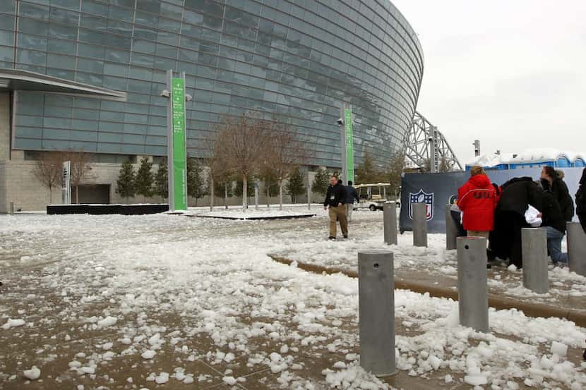 At least six people suffered a range of injuries on the Friday before Super Bowl XLV when...
