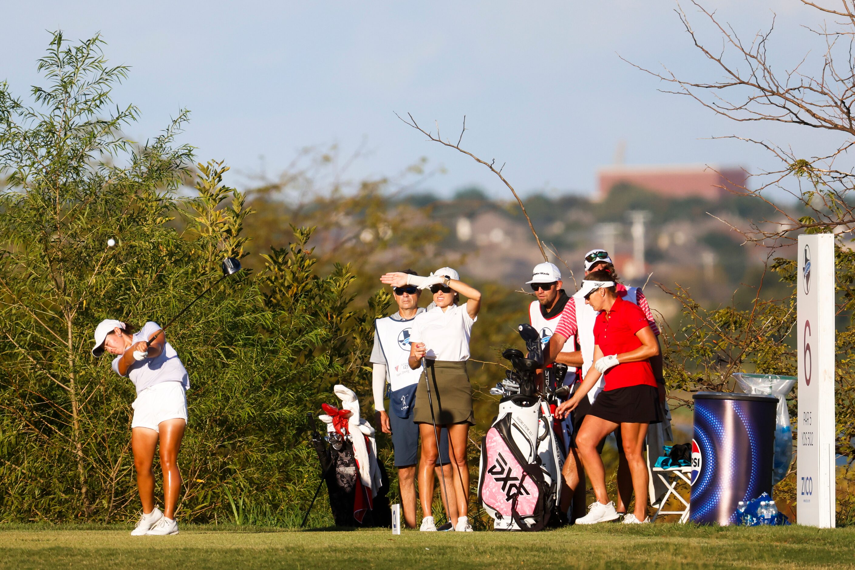 Maelynn Kim of United States tees off on the sixth hole  during the first round of The...