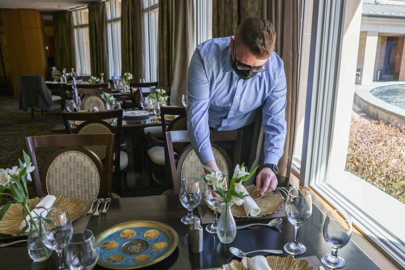 Stevan Harp, dining manager at The Legacy Willow Bend, a Jewish senior home, makes...