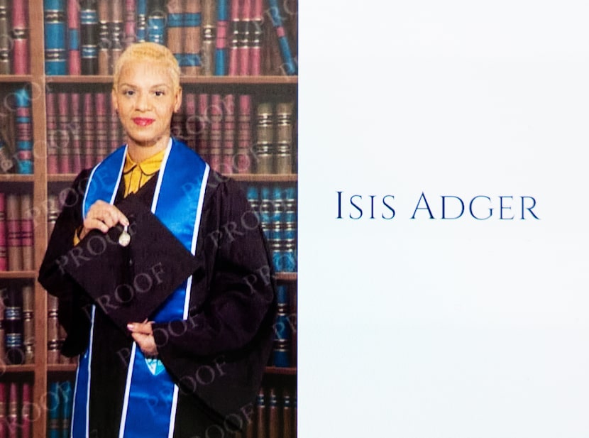 A graduation photo from Cheyney University in 2012 of Isis Adger who was found dead in her...