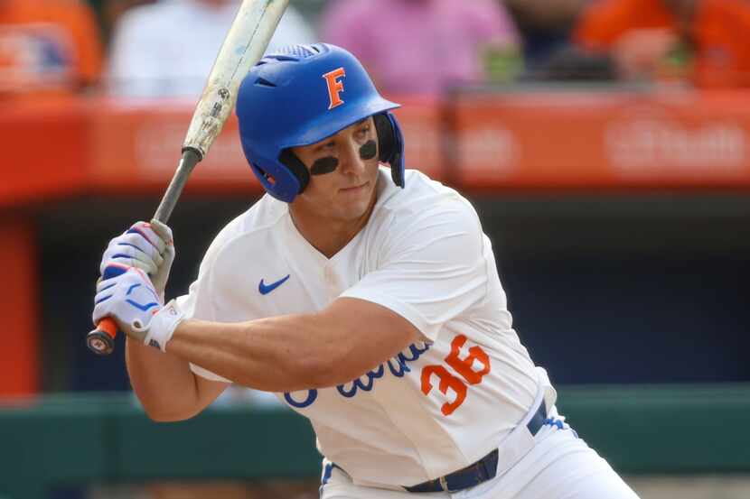 Florida utility Wyatt Langford (36) bats during an NCAA baseball game against Florida A&M on...