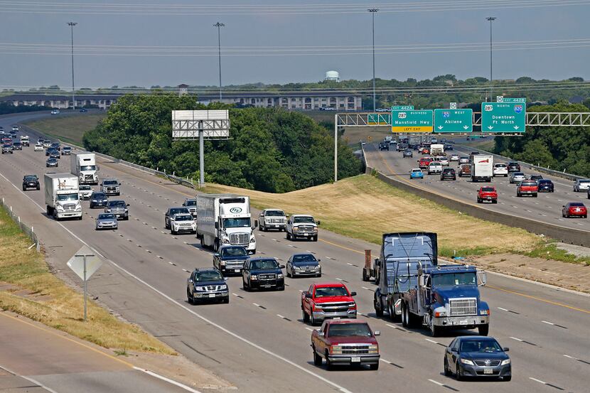 Traffic moves on Interstate 20 near the U.S. Highway 287 and Interstate 820 interchange in...
