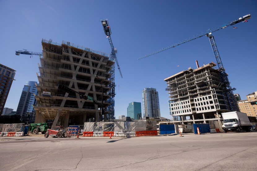 The 23Springs tower under construction at the intersection of Cedar Springs Road and Maple...