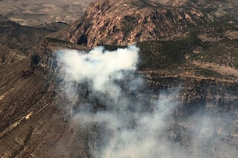 A wildfire was blazing across hundreds of acres at Big Bend National Park on Saturday, April...