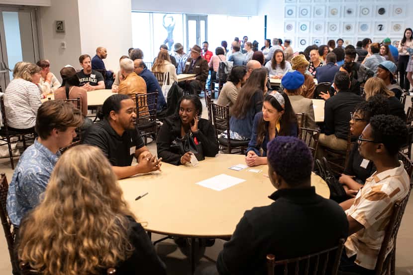 A variety of artists network during a speed mentoring event hosted by Arts Access after a...