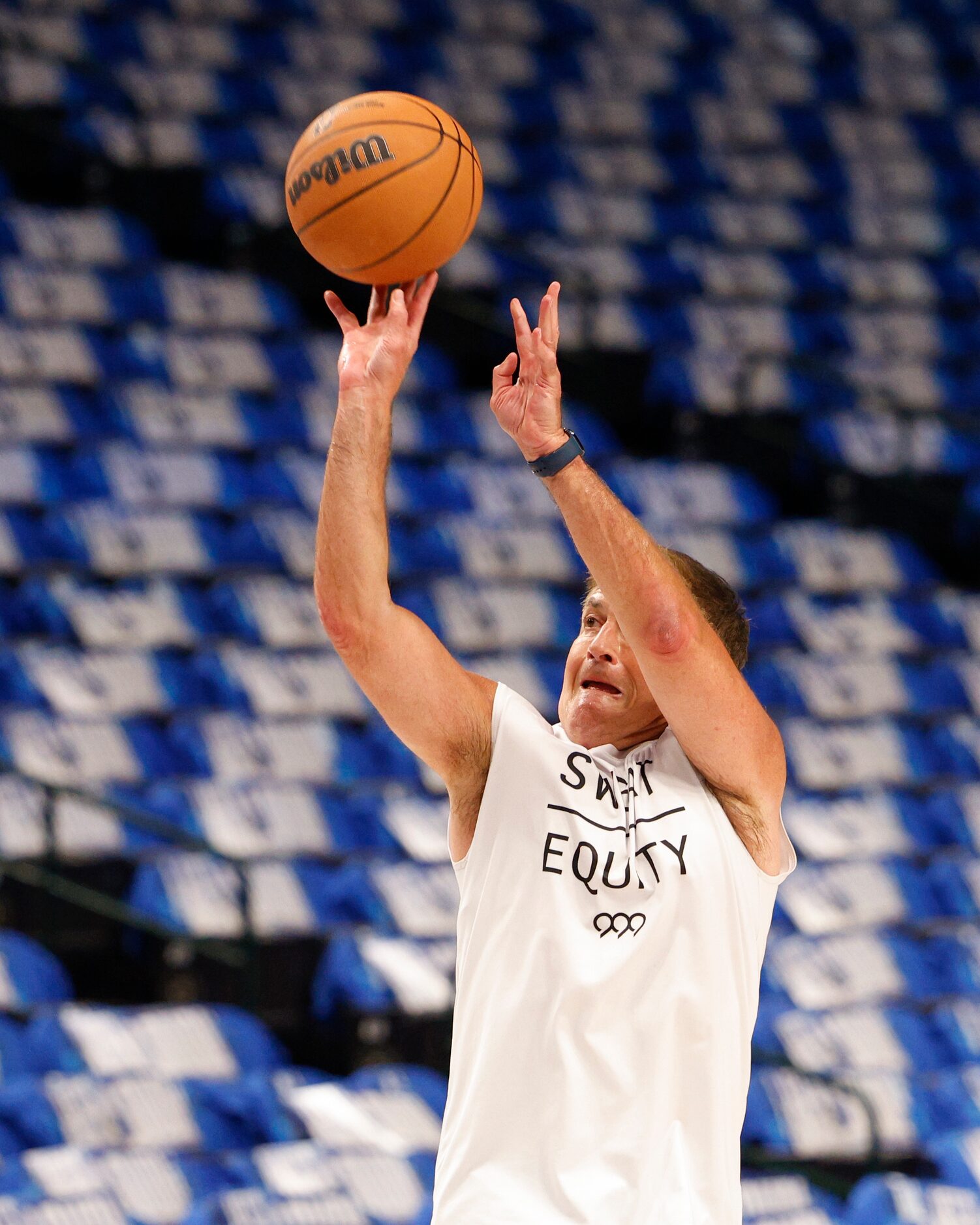 Dallas Mavericks owner Mark Cuban shoots around before the Mavs home opener at the American...