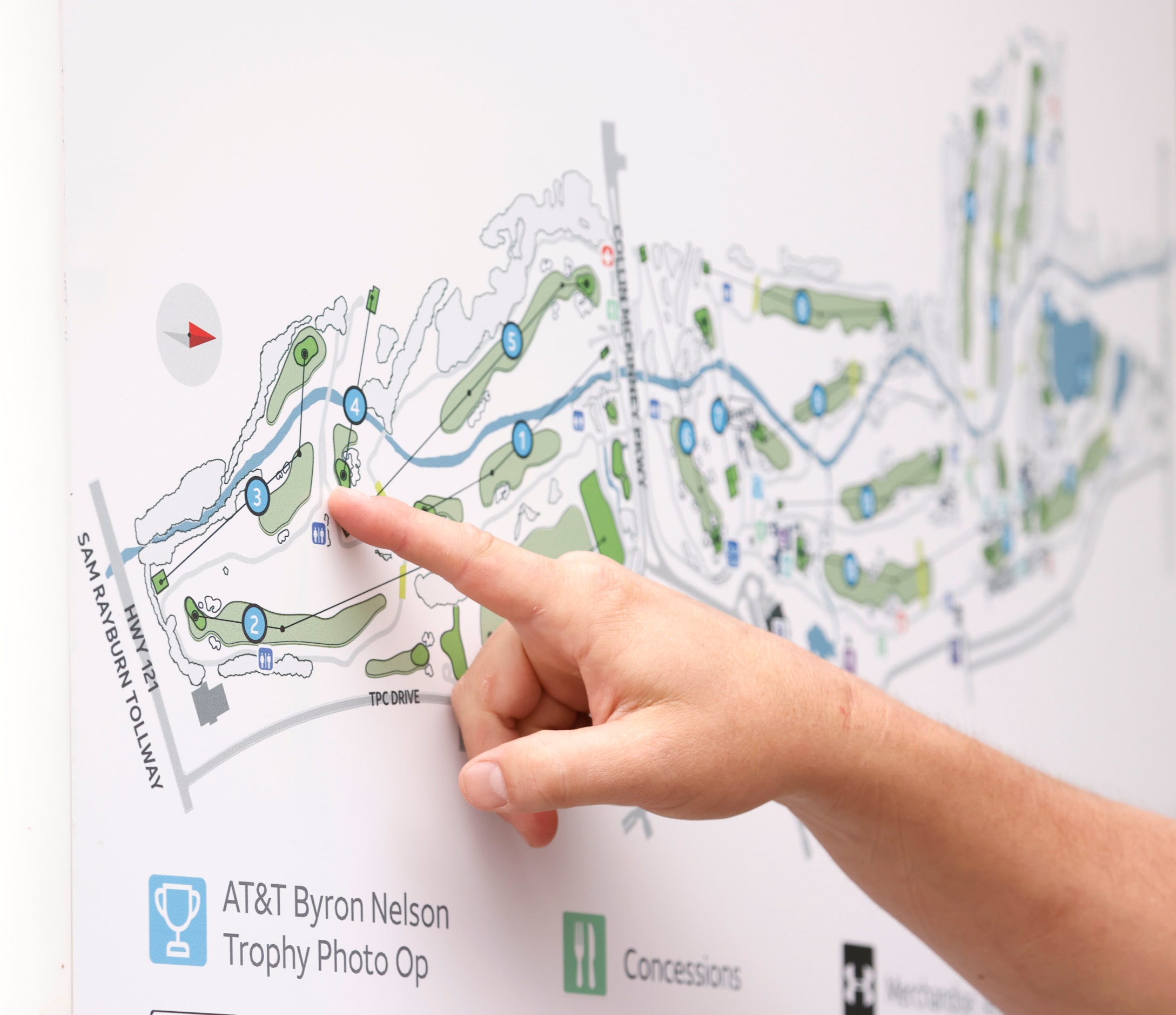 Fans exam a map of the course during round 2 of the AT&T Byron Nelson  at TPC Craig Ranch on...