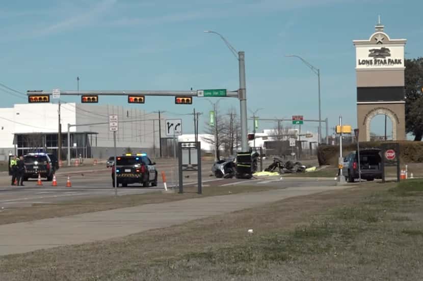 Grand Prairie police at the scene of a fatal crash Feb. 2, 2020, at South Belt Line Road and...