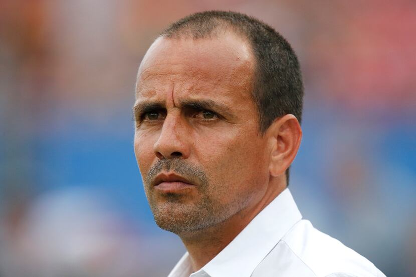 FC Dallas head coach Oscar Pareja looks over the field just before the start as FC Dallas...